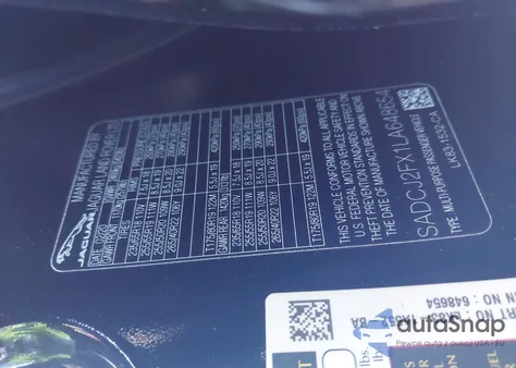 2020 Jaguar F-Pace Premium P250 Awd Automatic z USA, uszkodzony, nr VIN SADCJ2FX1LA648654